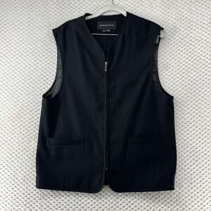 Baracuta Vest Full Zip Sleeveless Pockets Black Layering Preppy Glam Mens S/P‎